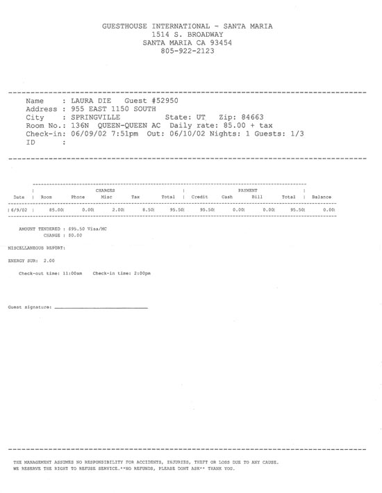 2002 road trip vacation to California